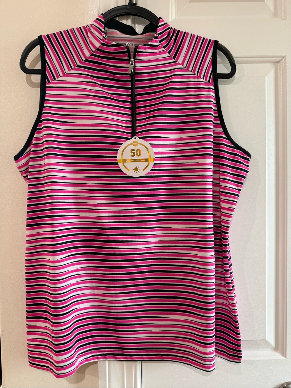 Tail Women's Sleeveless Zip Mock Neck Tank Top - Pink, Black, White